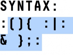 Syntax coding for writers (img features Jaromil's ascii forbomb)